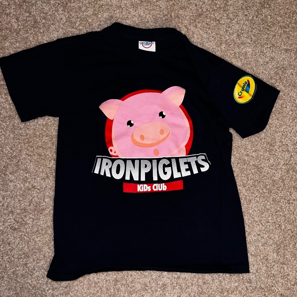 IRON PIGS BASEBALL KIDS CLUB T-shirt size SMALL  WITH CRAYOLA ON SLEEVR